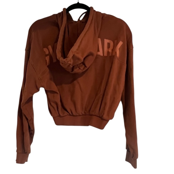 Gymshark Rust Brown Cropped Hoodie with Logo - Picture 4 of 8